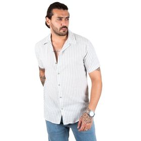 Deepsea 2201920 Erkek Mavi İnce Çizgi Desenli Gömlek