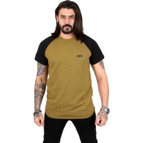 Deepsea 2303030 Sarı Nokta Desenli Bisiklet Yaka Kolları Düz Renk Erkek T-shirt