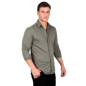 Deepsea 2309480 Haki Slim Fit Örme Gömlek