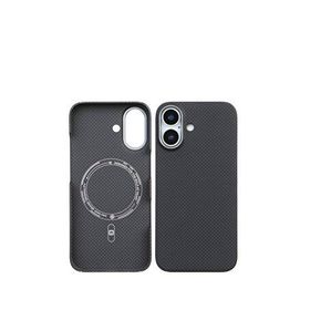 Deercase iPhone 16 Gri Kamera Korumalı Premium Karbon Fiber Magsafe Uyumlu Telefon Kılıfı