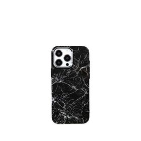 Deercase iPhone 16 Pro Max Siyah Magsafe Mermer Desenli Uyumlu Telefon Kılıfı