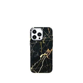 Deercase iPhone 16 Pro Max Siyah Premium Altın Sarısı Mermer Kamera Korumalı Darbe Emici Magsafe Uyumlu Telefon Kılıfı