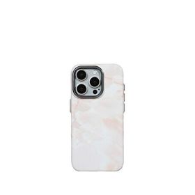 Deercase iPhone 16 Pro Pembe Premium Beyaz Mermer Kamera Korumalı Darbe Emici Magsafe Uyumlu Telefon Kılıfı