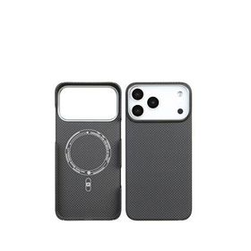 Deercase iPhone 17 Pro Magsafe Uyumlu Uyumlu Premium Karbon Fiber Siyah Telefon Kılıfı