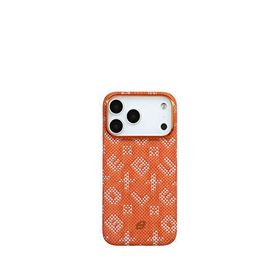 Deercase iPhone 17 Pro Max Turuncu Örgü Desen Kamera Korumalı Premium Magsafe Uyumlu Siyah Telefon Kılıfı