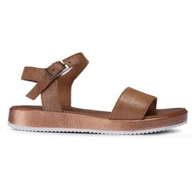 Deery 02124ZYSLC01 Kadın Taba Rengi Hakiki Deri Simli Sandalet