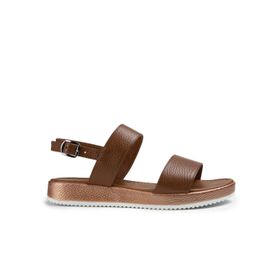 Deery 02124ZYSLC01 Kadın Taba Rengi Hakiki Deri Simli Sandalet