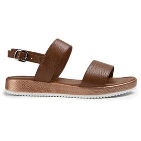 Deery 02124ZYSLC01 Kadın Taba Rengi Hakiki Deri Simli Sandalet