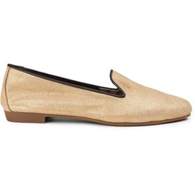 Deery E3208ZALTC01 Kadın Altın Rengi Hakiki Süet Simli Babet