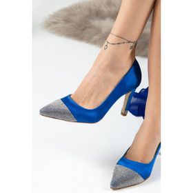Deery K0030ZMVIM01 Mavi Stiletto Taşlı Kadın Topuklu Ayakkabı
