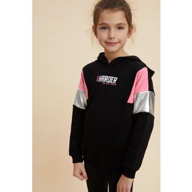 DeFacto 223297196 Mavi Çocuk Yazı Baskılı Erkek Çocuk Sweatshirt