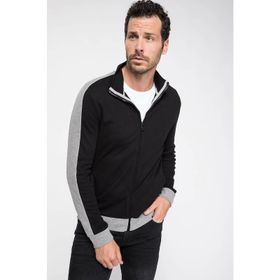 DeFacto 223731067 Siyah Boğazlı Jarkarlı Erkek Hırka