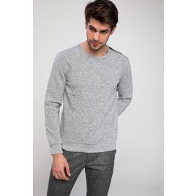 DeFacto 223831689 Gri Bisiklet Yaka Slim Fit Erkek Sweatshirt