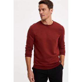 DeFacto 223831689 Gri Bisiklet Yaka Slim Fit Erkek Sweatshirt