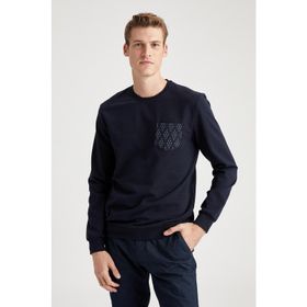 DeFacto 223831689 Gri Bisiklet Yaka Slim Fit Erkek Sweatshirt