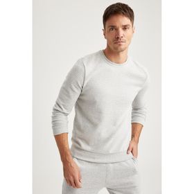 DeFacto 223831689 Gri Bisiklet Yaka Slim Fit Erkek Sweatshirt