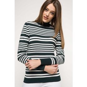 DeFacto 224152468 Gri Yatay Çizgili Slim Fit Triko Erkek Kazak