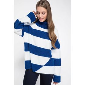 DeFacto 224152468 Gri Yatay Çizgili Slim Fit Triko Erkek Kazak