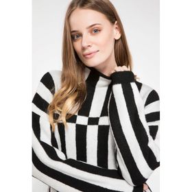 DeFacto 224152468 Gri Yatay Çizgili Slim Fit Triko Erkek Kazak