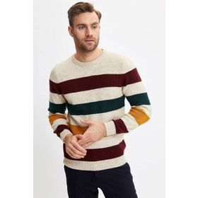 DeFacto 224152470 Gri Yatay Çizgili Slim Fit Triko Erkek Kazak