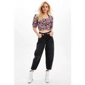 DeFacto 225998694 Mavi Kadın Baggy Fit Jean Pantolon