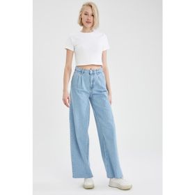 DeFacto 227580587 Siyah Kadın Geniş Paça Yüksek Bel Fit Jean Pantolon