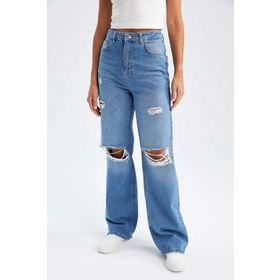 DeFacto 227580587 Siyah Kadın Geniş Paça Yüksek Bel Fit Jean Pantolon