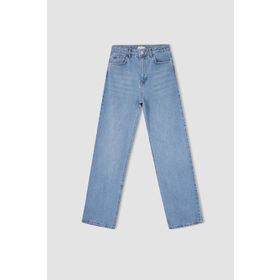 DeFacto 227580587 Siyah Kadın Geniş Paça Yüksek Bel Fit Jean Pantolon