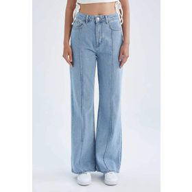 DeFacto 227580587 Siyah Kadın Geniş Paça Yüksek Bel Fit Jean Pantolon