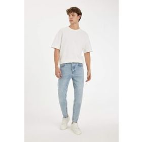 DeFacto 90's Mavi Slim Fit Dar Kalıp Yüksel Bel Dar Paça Erkek Jean Pantolon