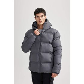 DeFacto A2277AX23WN Antrasit Su İtici Regular Fit Kapüşonlu Erkek Mont