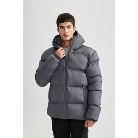 DeFacto A2277AX23WN Antrasit Su İtici Regular Fit Kapüşonlu Erkek Mont