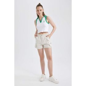 DeFacto A3688AX23SM Gri-GR492 Erkek Pamuk Regular Fit Normal Bel Gabardin Şort