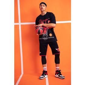 DeFacto A3822AX23SM BK81 DeFactoFit Nba Chicago Bulls Regular Fit Kısa Paça Pamuklu Erkek Şort