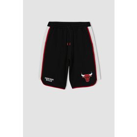 DeFacto A3822AX23SM BK81 DeFactoFit Nba Chicago Bulls Regular Fit Kısa Paça Pamuklu Erkek Şort
