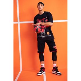 DeFacto A3822AX23SM BK81 DeFactoFit Nba Chicago Bulls Regular Fit Kısa Paça Pamuklu Erkek Şort
