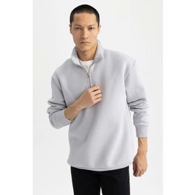 DeFacto A4182AX23SP BK81 Comfort Fit Dik Yaka Fermuarlı Erkek Sweatshirt