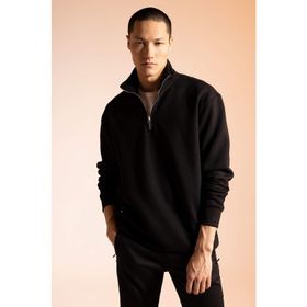 DeFacto A4182AX23SP BK81 Comfort Fit Dik Yaka Fermuarlı Erkek Sweatshirt