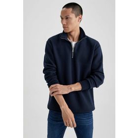 DeFacto A4182AX23SP BK81 Comfort Fit Dik Yaka Fermuarlı Erkek Sweatshirt