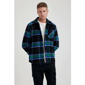 DeFacto A5314AX23AU Siyah-BK81 Regular Fit Polo Yaka Erkek Gömlek Ceket