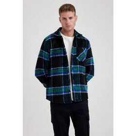 DeFacto A5314AX23AU Siyah-BK81 Regular Fit Polo Yaka Erkek Gömlek Ceket