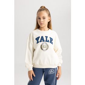 DeFacto A7737A823AU Kız Çocuk Yale University Relax Fit Bisiklet Yaka Sweatshirt
