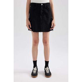 DeFacto A9588AX23AU Kargo Fit Siyah Mini Jean Etek