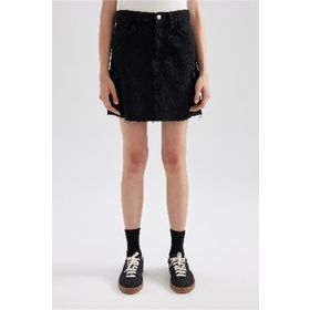 DeFacto A9588AX23AU Kargo Fit Siyah Mini Jean Etek