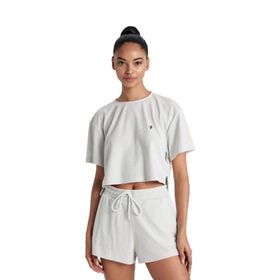 DeFacto A9916AX23HS Gri-GR294 Crop Bisiklet Yaka Sporcu Kısa Kollu Kadın T-shirt