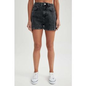 DeFacto B0310AX23HS WT1 Mom Fit Yüksek Bel Jean %100 Pamuk Bayan Şort