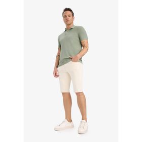 DeFacto B0380AX25SM Bej-BG714 Erkek Slim Fit Dar Kesim Jean Bermuda Şort