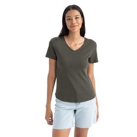 DeFacto B0647AX23SM Haki-KH211 Slim Fit Kısa Kollu Kadın T-shirt