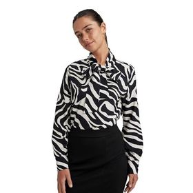 DeFacto B1153AX23AU Siyah-BK81 Regular Fit Fiyonklu Uzun Kollu Kadın Bluz