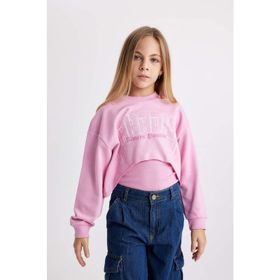 DeFacto B2517A823WN Kız Çocuk Crop Bisiklet Yaka Sweatshirt